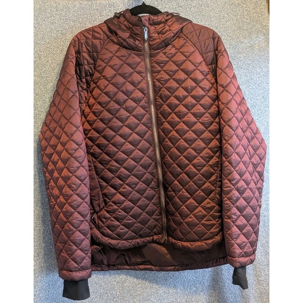 Quilted Feather Free Hooded Raisin Zip Front Jacket Women's Size XL BCBGMAXAZRIA